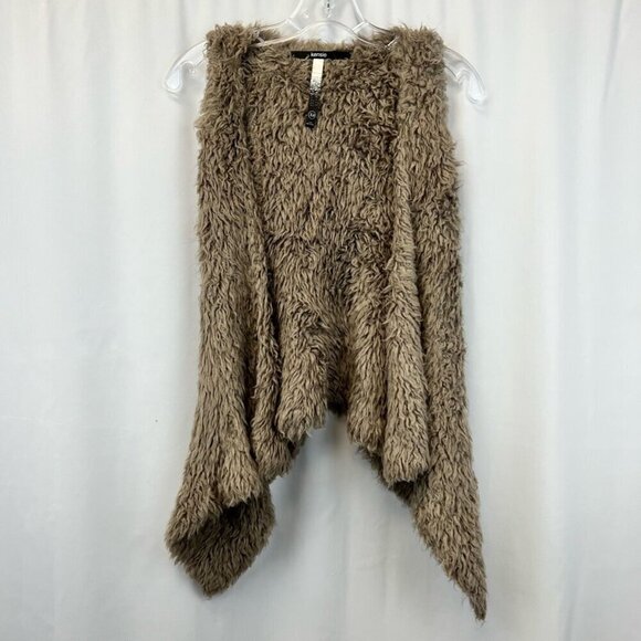 Kensie Womens Vest Brown Fur Asymmetric Hem Open Front Size XS - Picture 1 of 10